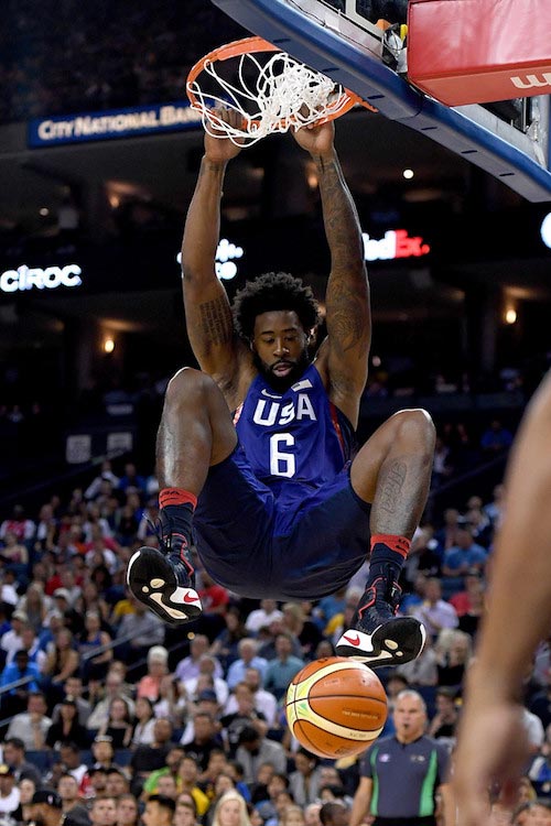 DeAndre Jordan dunks the ball against China on July 26, 2016 in Oakland