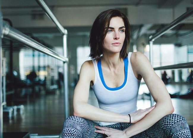 Hilary Rhoda in her workout gear