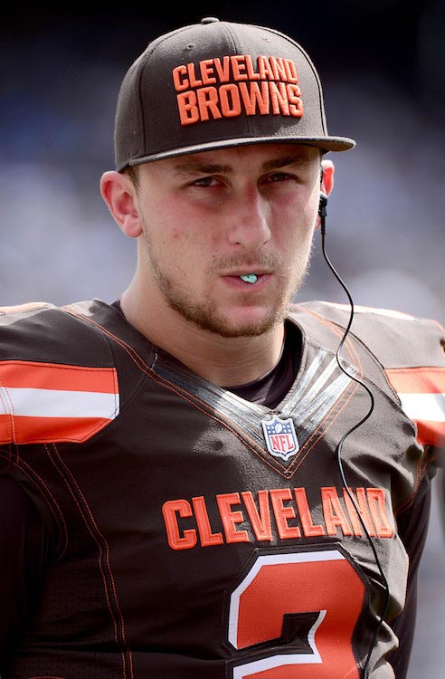 Johnny Manziel prior to a match between Cleveland Browns and San Diego Chargers on October 4, 2015