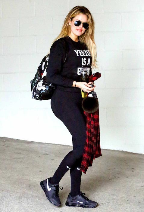 Khloe Kardashian in black leggings