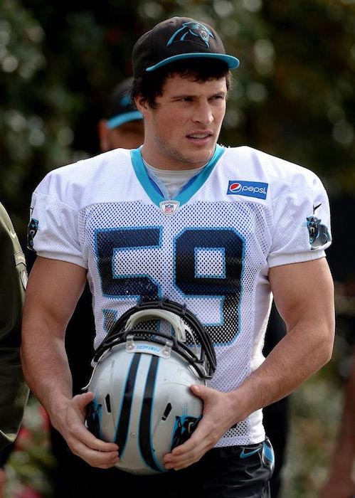 Luke Kuechly in his American football dress