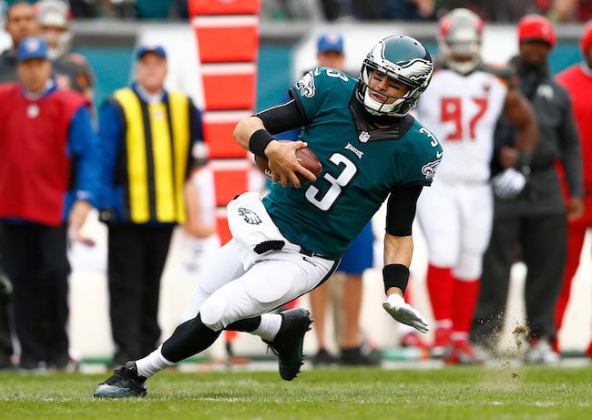 Mark Sanchez in action during a game between Philadelphia Eagles and Tampa Bay Buccaneers on November 22, 2015