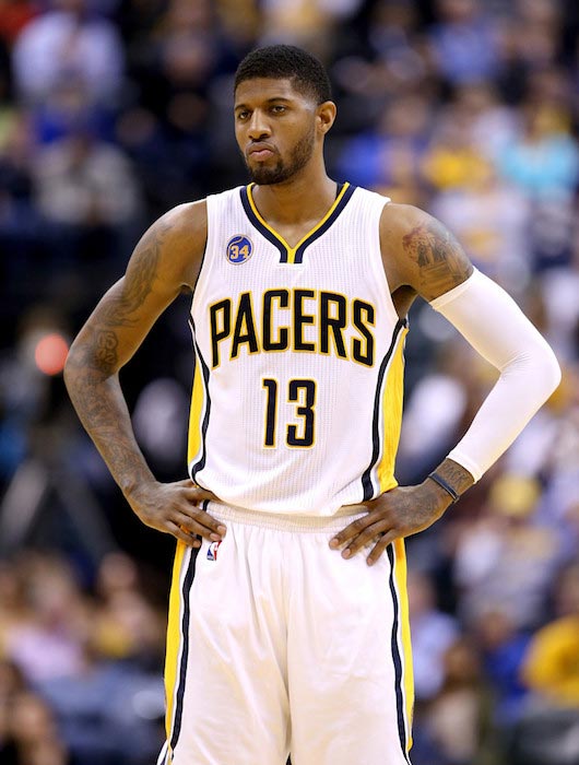 Paul George during a match against Cleveland Cavaliers on April 6, 2016 in Indianapolis