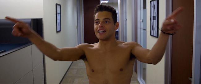 Rami Malek’s shirtless body as seen in the movie Need for Speed (2014)