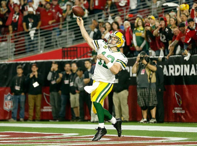 Aaron Rodgers pass The Arizona Cardinals and the Green Bay Packers January 16, 2016