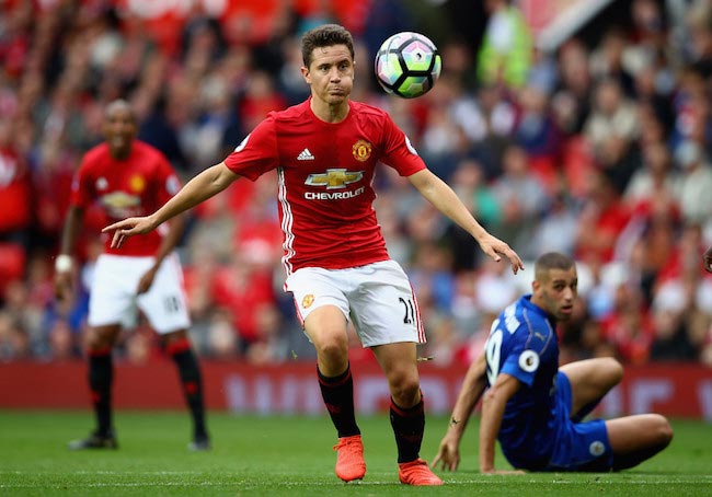 Ander Herrera with the ball during a match between Manchester United and Leicester City on September 24, 2016