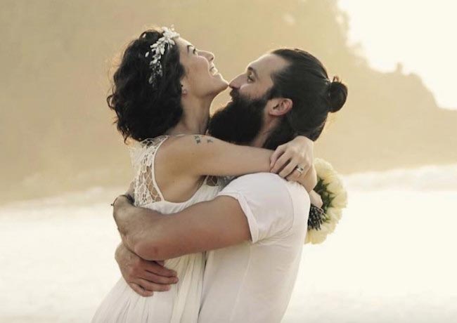 Barbara Mori with Kenneth Ray Sigman during their wedding shoot in February 2016