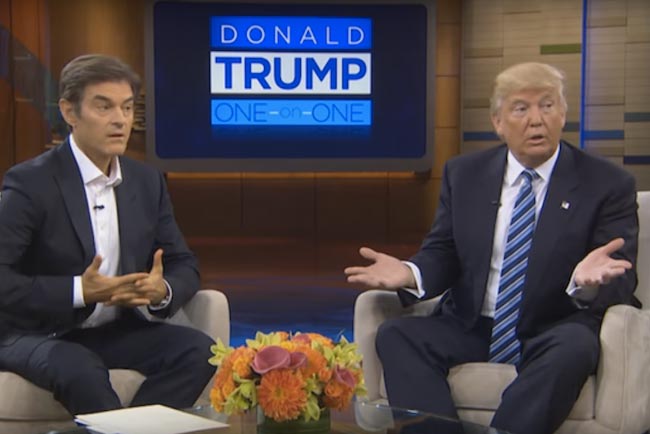 Dr. Oz and Donald Trump during a one on one chat