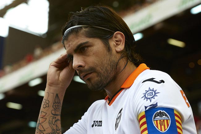 Ever Banega La Liga match between Valencia CF and Real Sociedad October 19, 2013