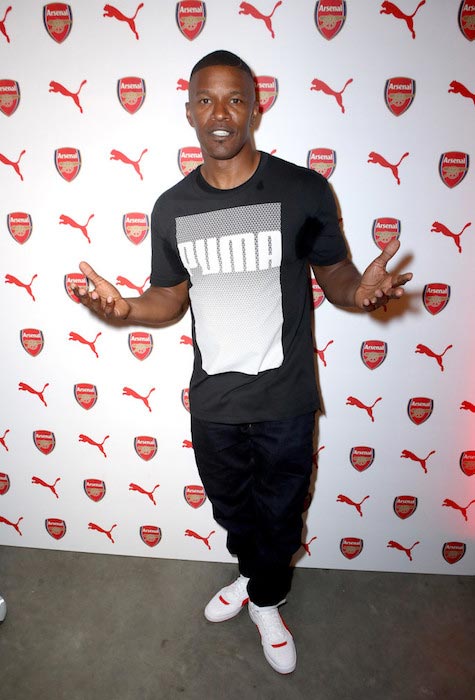 Jamie Foxx at PUMA and Arsenal FC 2016/17 AFC Away & Third Kit reveal event on July 29, 2016