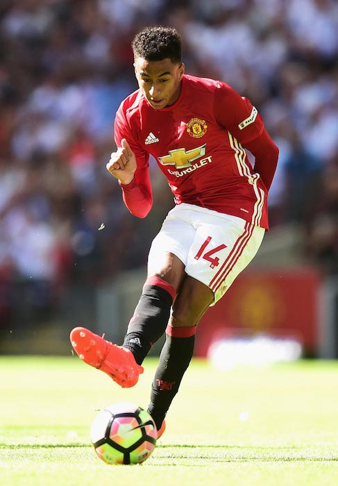 Jesse Lingard in action during The FA Community Shield match against Leicester City on August 7, 2016