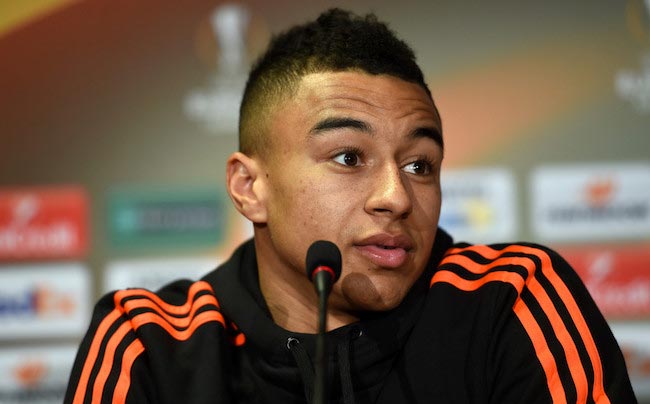 Jesse Lingard during a press conference prior to a match between FC Midtjylland and Manchester United on February 17, 2016