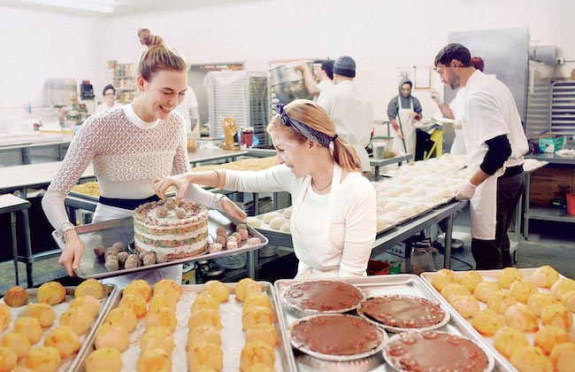 Karlie Kloss baking cake