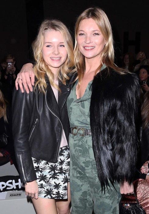 Lottie and Kate Moss at London Fashion Week during Topshop Unique Show in February 2014