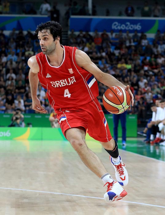 Milos Teodosic in action during a match of 2016 Olympics in Rio, Brazil against Croatia on August 17, 2016