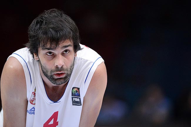 Milos Teodosic during a match for his country Serbia