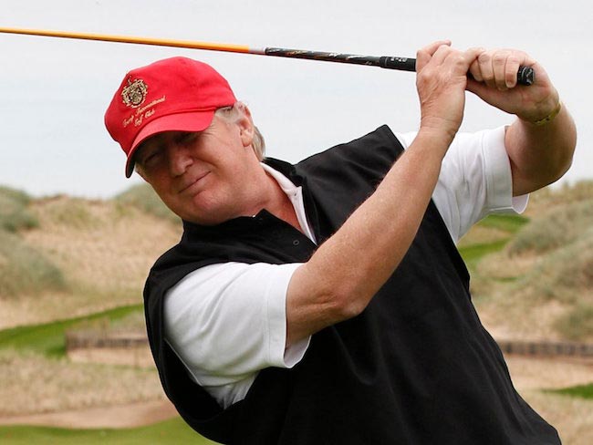 Republican Presidential candidate Donald Trump playing golf