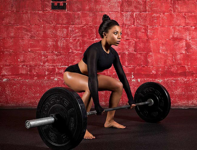 Shalita Grant doing deadlifts for her back