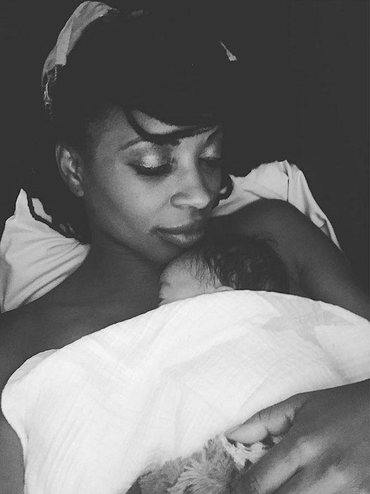 Shanola Hampton with her newborn son