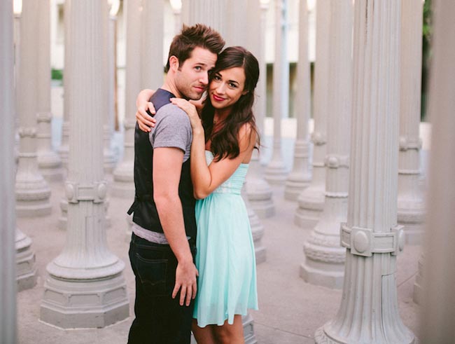 Colleen Ballinger and Joshua David Evans during their engagement in Los Angeles in January 2015