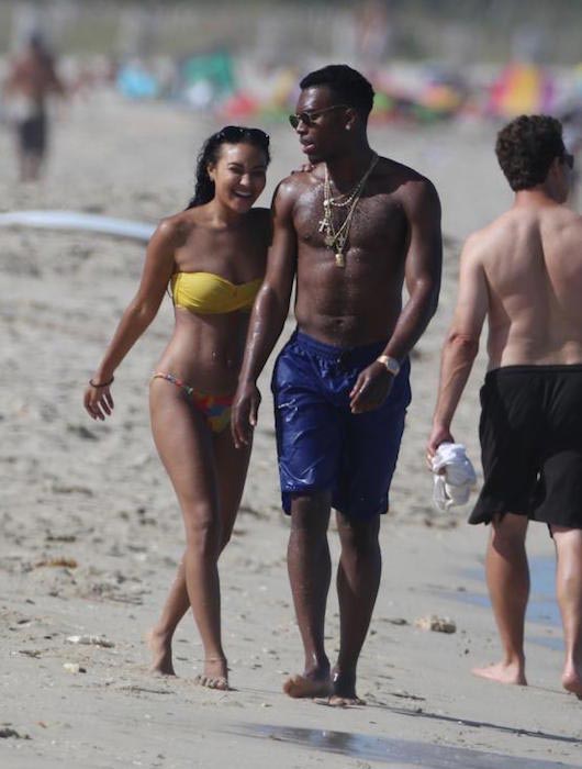 Daniel Sturridge walking on the beach with Jourdan Dunn