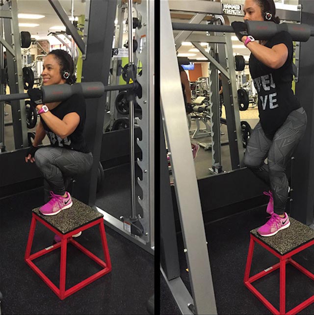 Eve Guzman working out her legs