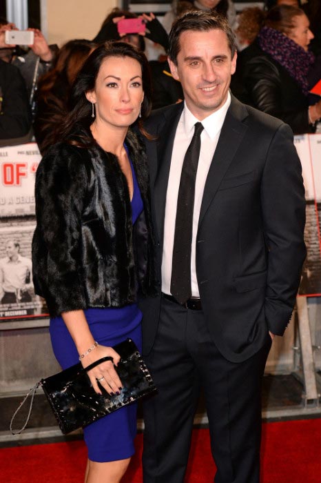 Gary Neville with wife Emma at the Class of '92 Premiere in December 2013