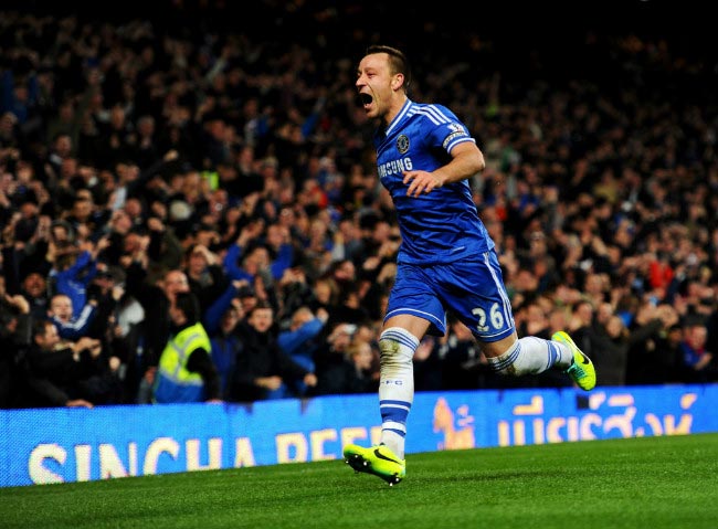 John Terry celebrating after scoring a goal