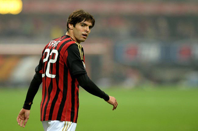 Kaká pictured during a home Serie A match for AC Milan against Udinese Calcio at Giuseppe Meazza Stadium in October 2013