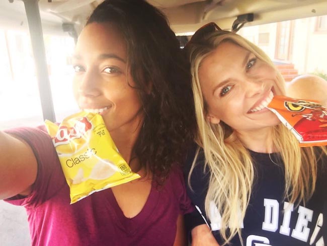 Kylie Bunbury eating Lays