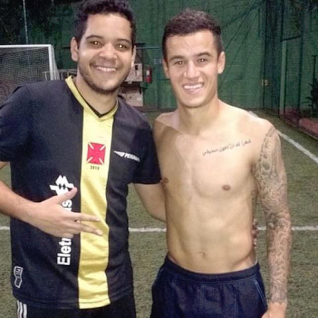 Philippe Coutinho posing shirtless