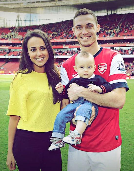 Thomas Vermaelen and Polly Parsons with their son Raff