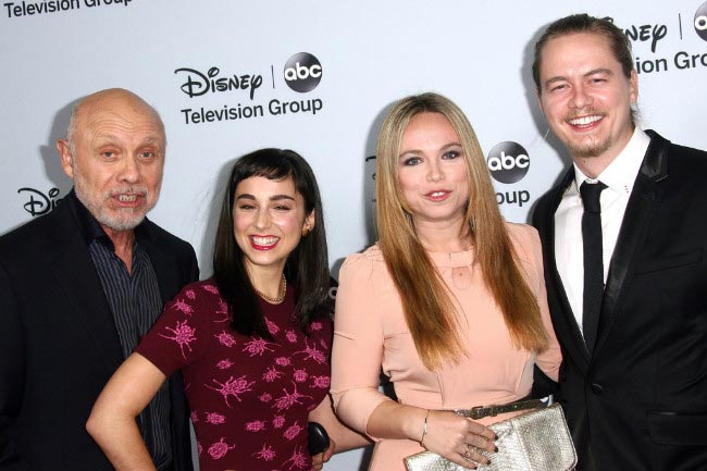 Christoph Sanders (extreme right) with fellow Last Man Standing co-stars at the 2014 Winter TCA Party