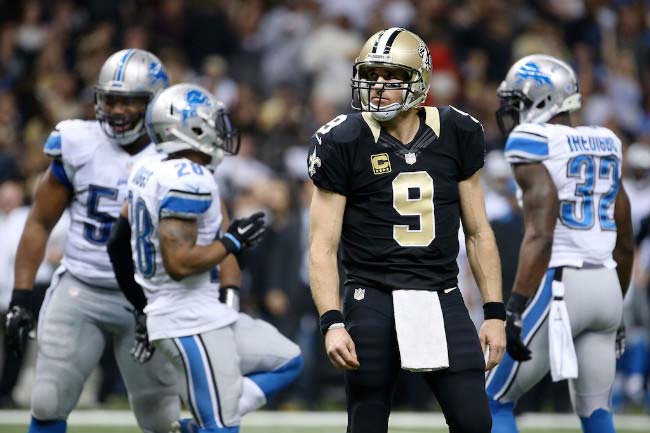 Drew Brees during a NFL match against Detroit Lions in December 2015