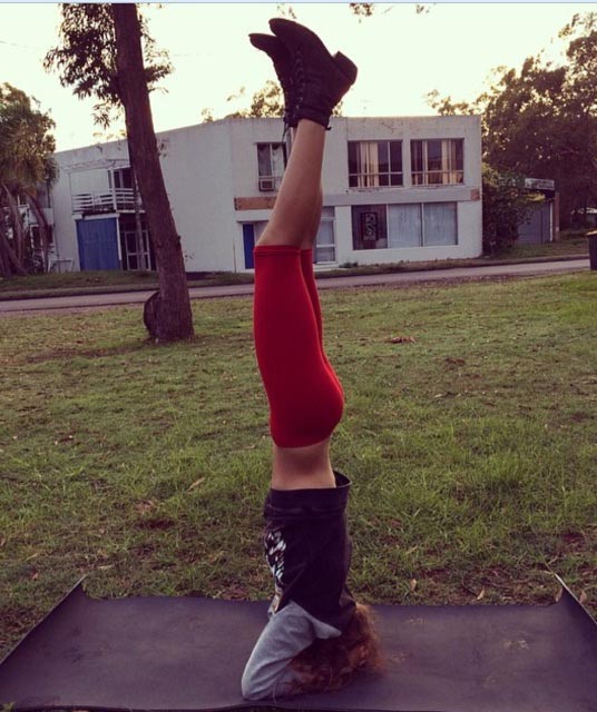 Isabelle Cornish headstand pose