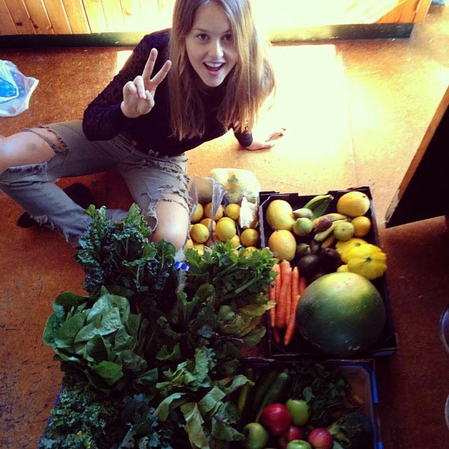 Isabelle Cornish with veggies