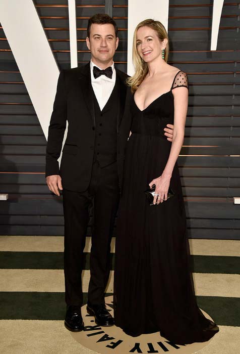 Jimmy Kimmel and Molly McNearney at 2015 Vanity Fair Oscar Party