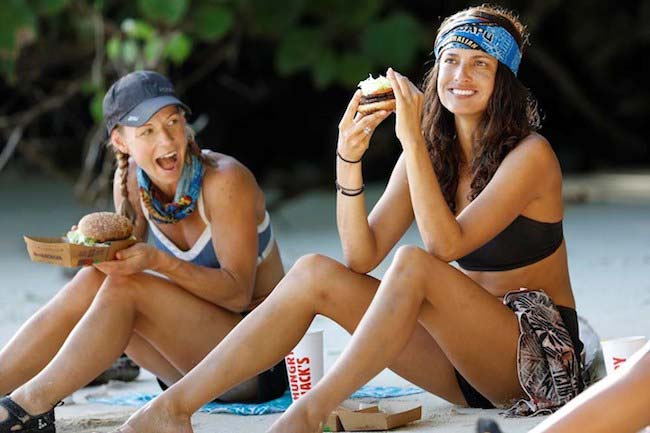 Kylie and Tegan Haining enjoy a Saanapu BBQ Burger