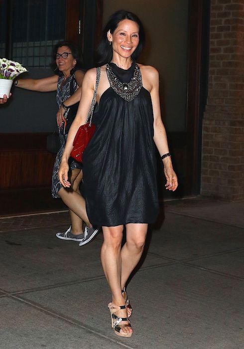 Lucy Liu leaves her hotel in New York in June 2016