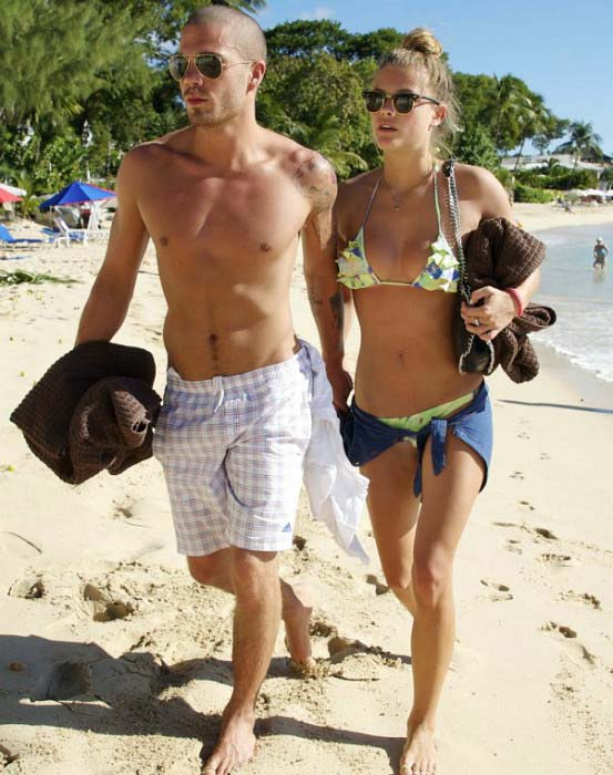 Max George shows off his toned torso while vacationing with Nina Agdal in 2013