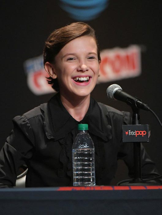 Millie Bobby Brown interacts with fans and press at 2016 New York Comic Con