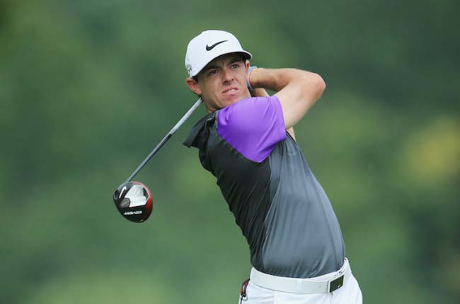 Rory McIlroy watches his shot in a PGA Tournament in 2015