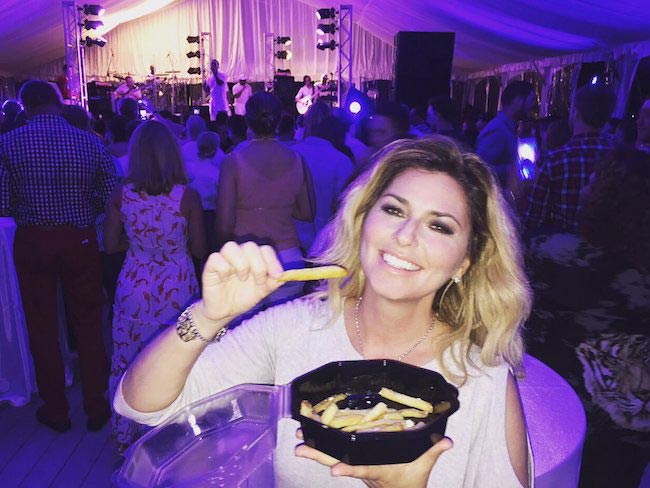 Shania Twain with French fries