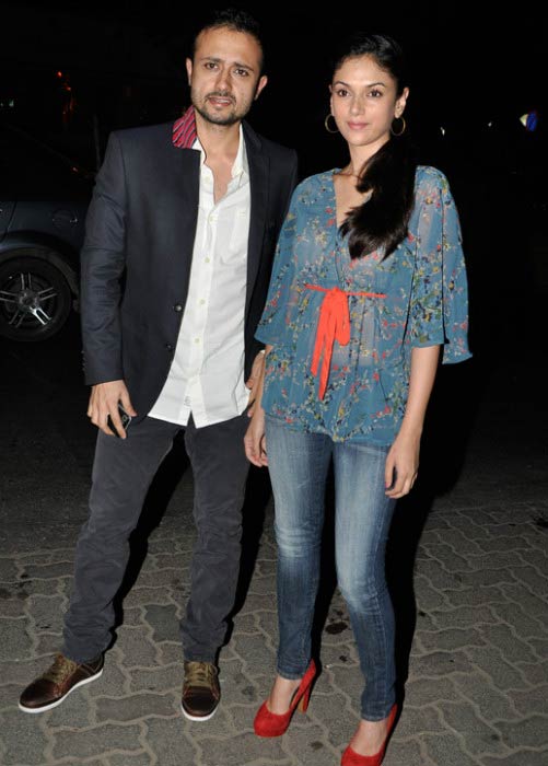 Aditi Rao Hydari and Satyadeep Mishra arriving at a private party in 2010