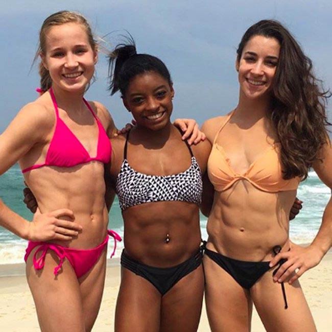 Aly Raisman, Simone Biles, Madison Kocian bikinis Rio de Janeiro beach August 2016