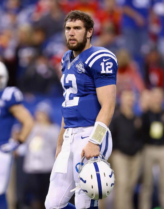 Andrew Luck in a Kansas City Chiefs v Indianapolis Colts game in January 2014