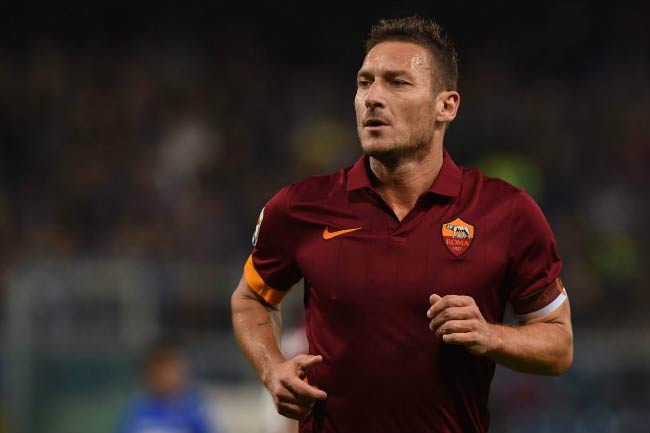 Francesco Totti at a Serie A match between UC Sampdoria and AS Roma in October 2014