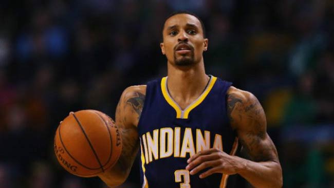 George Hill in a match between Boston Celtics and Indiana Pacers in March 2015