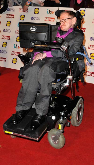 Stephen Hawking at the Pride Of Britain awards in October 2013