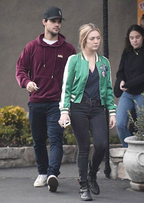 Billie Lourd and Taylor Lautner at Pinz Bowling Center in Studio City in January 2017